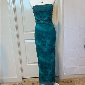SHEIN Strapless Teal Dress